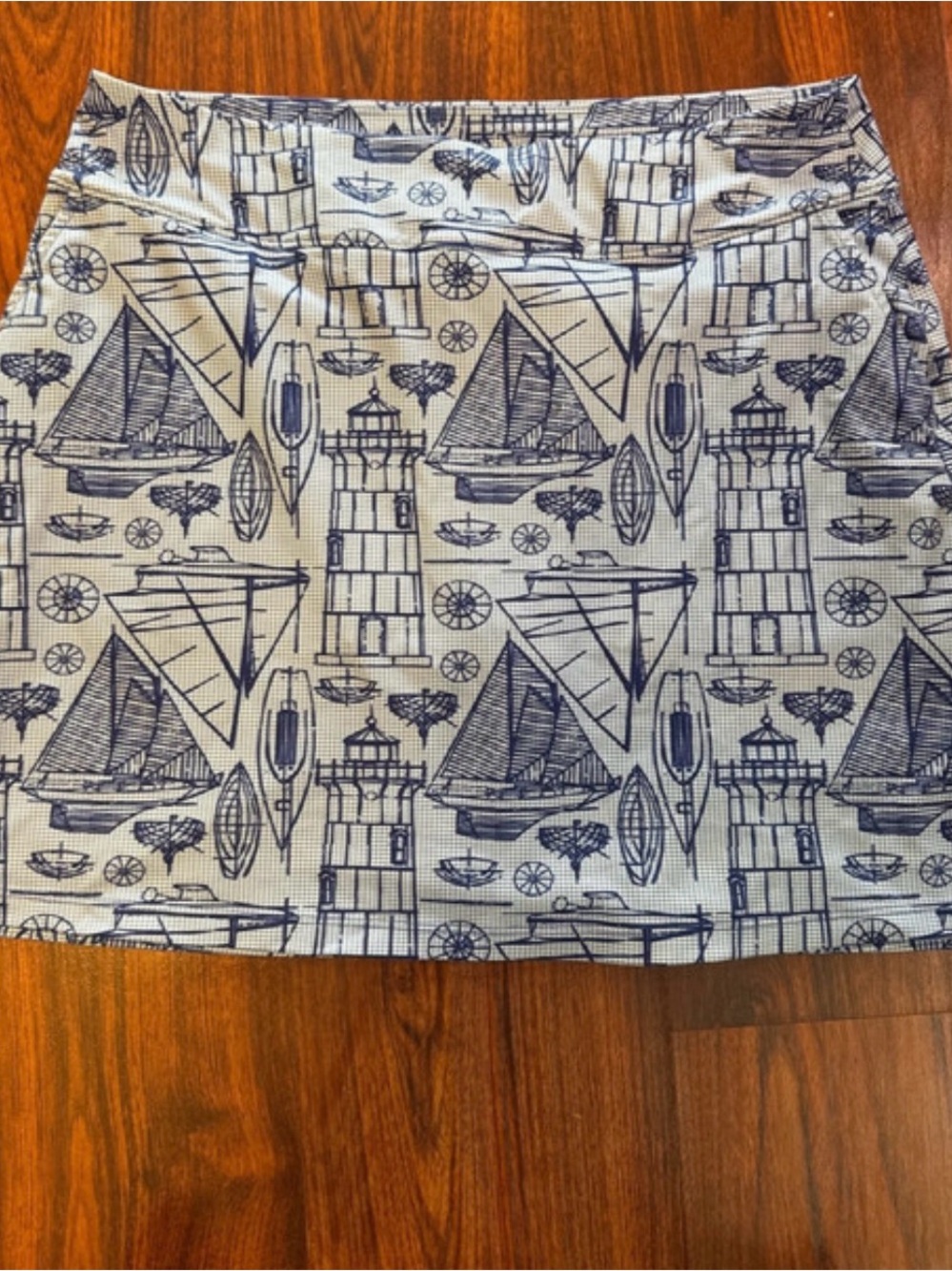 Nautical Print Mini Skirt in Navy and White